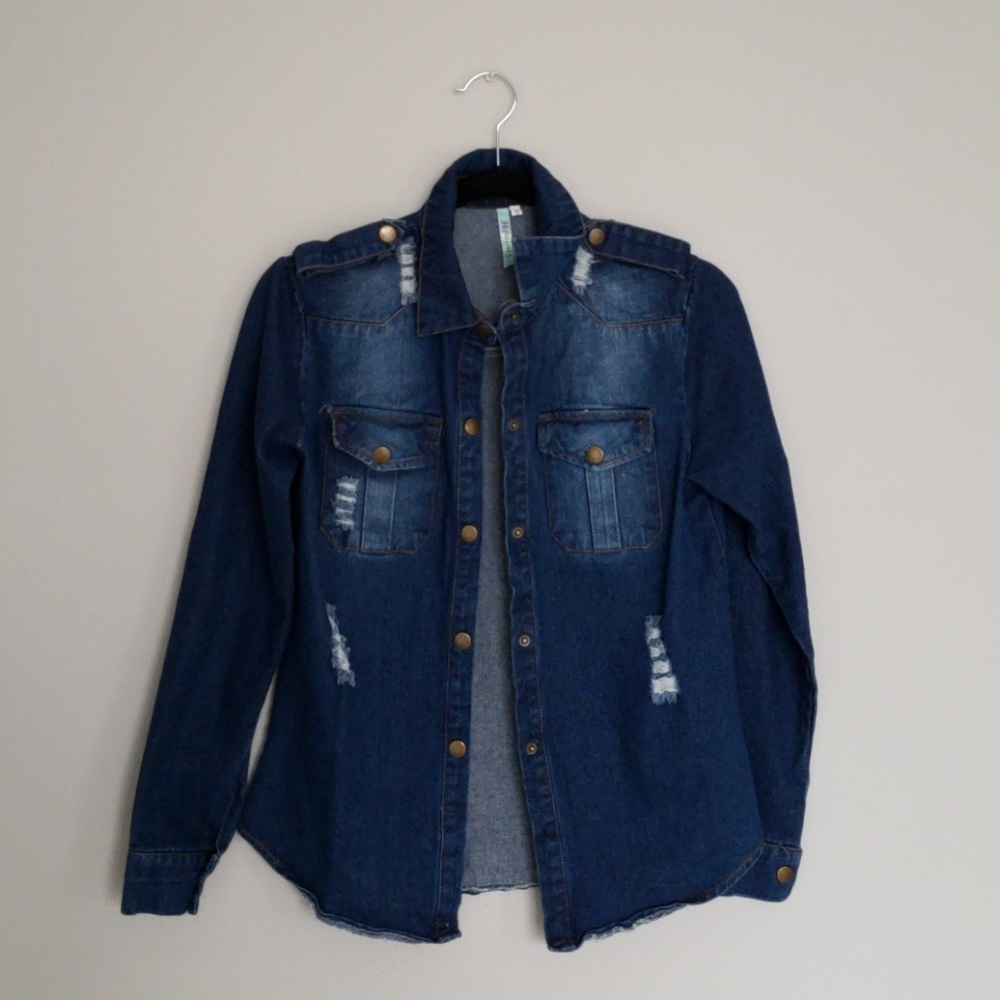 Distressed Denim button up shirt